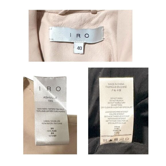 IRO Ashville cropped washed-leather biker jacket, Nude - Picture 6 of 16